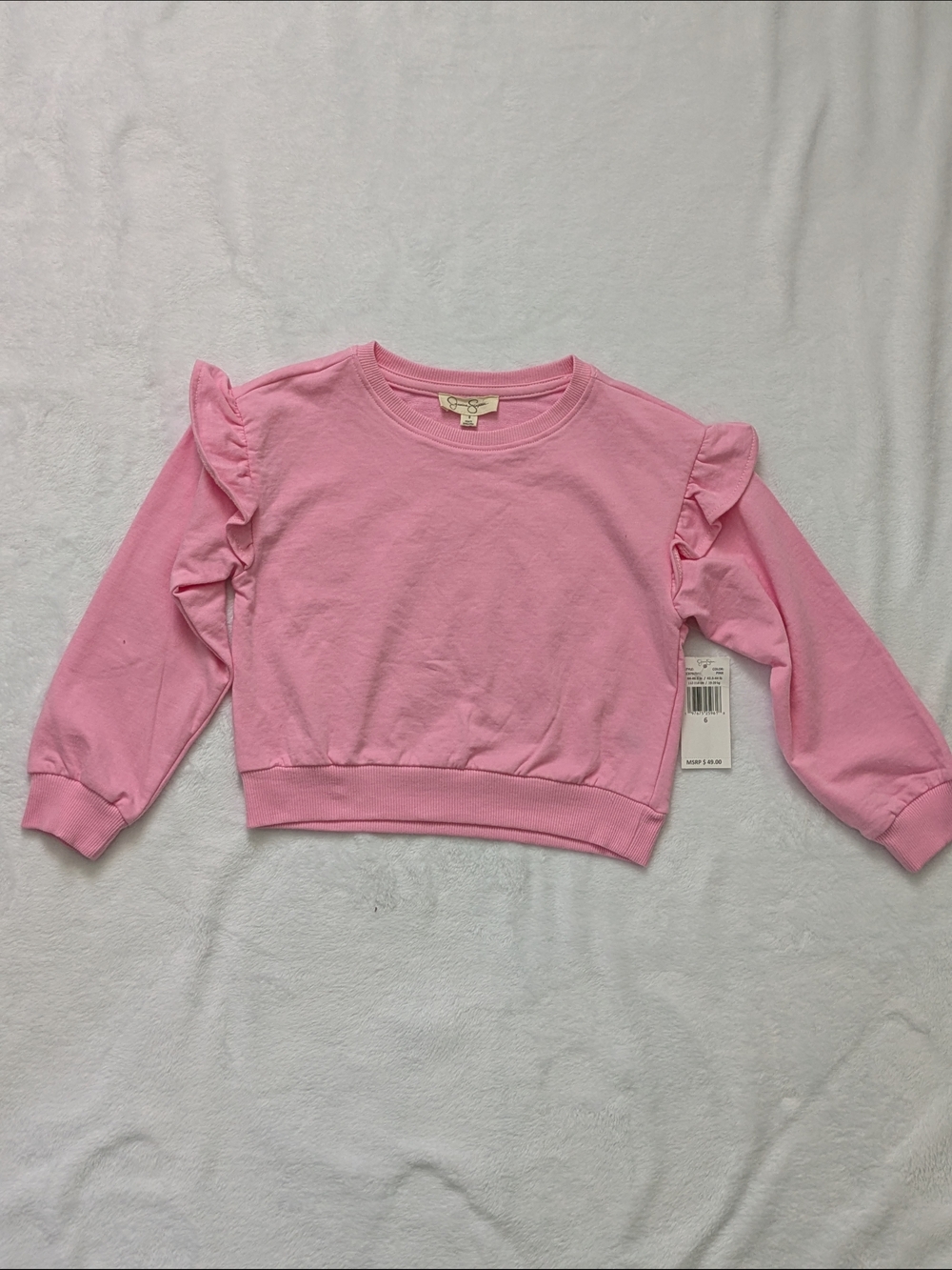 Jessica Simpson Girls' Pink Ruffle Shoulder Sweatshirt
